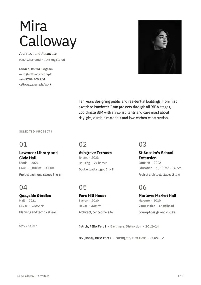 Studio: Architects, with project pages
